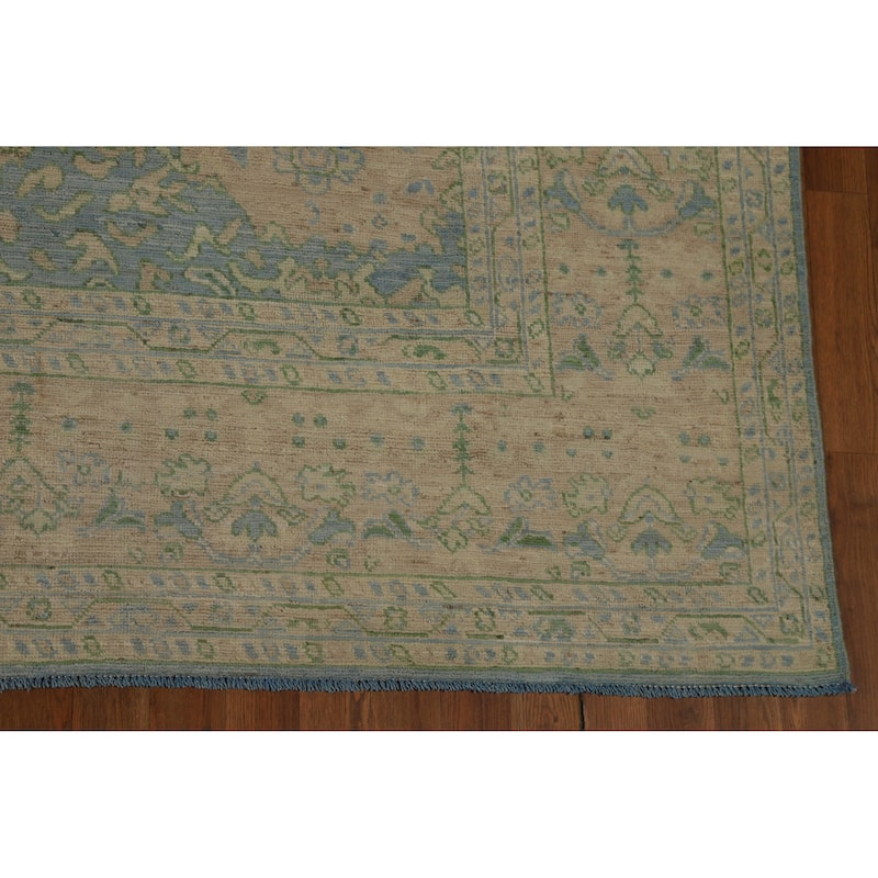 Floral Oushak Turkish Area Rug Hand-Knotted Vegetable Dye Wool Carpet - 7'11"x 9'11"
