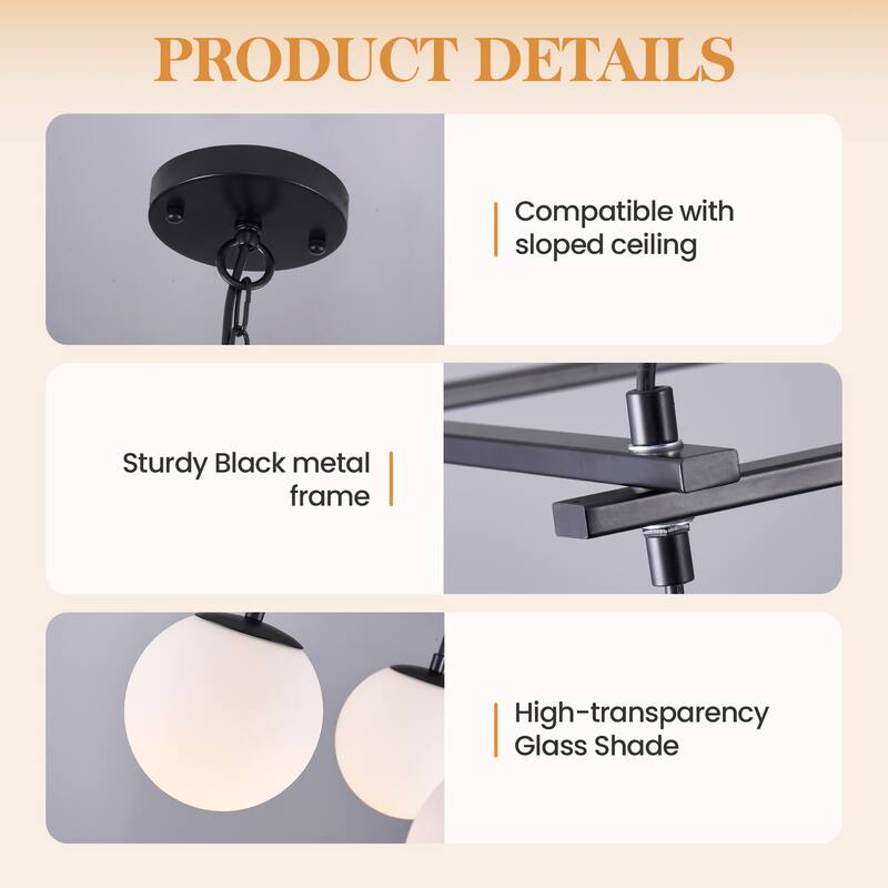 6-Light Black Wagon Wheel Chandelier, Hexagonal Dining Room Pendant Light with White Glass Shade