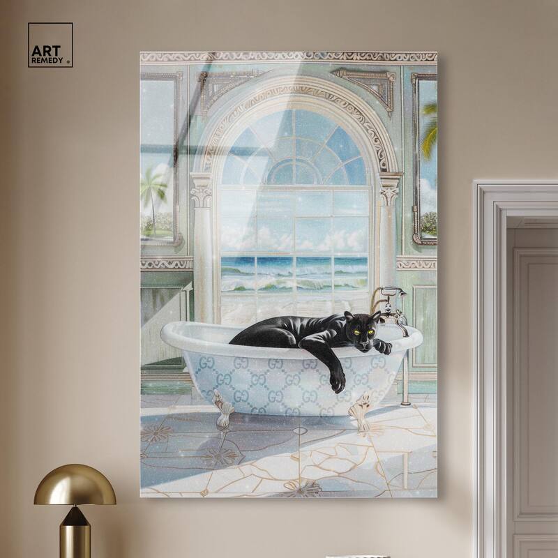 Panther Arch Bathroom Glam Acrylic by Art Remedy, Ready to Hang