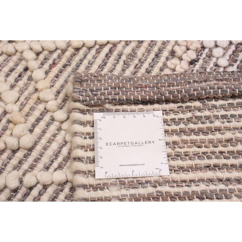 ECARPETGALLERY Braid weave Sienna Beige Wool Rug - 6'1 x 9'0