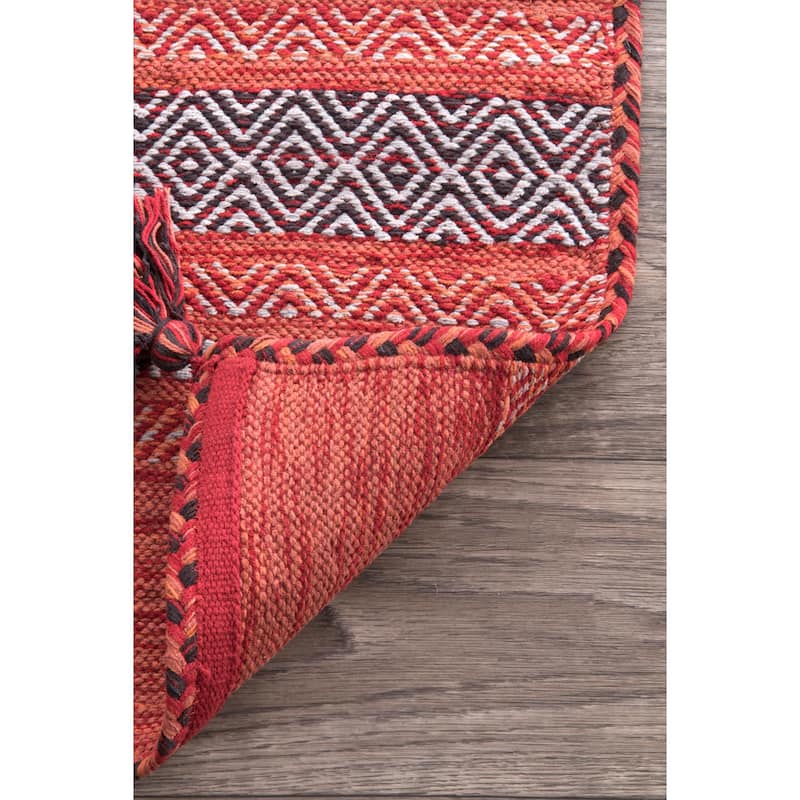Nuloom Contemporary Flatweave Handmade Diamond Bands Solid Area Rug