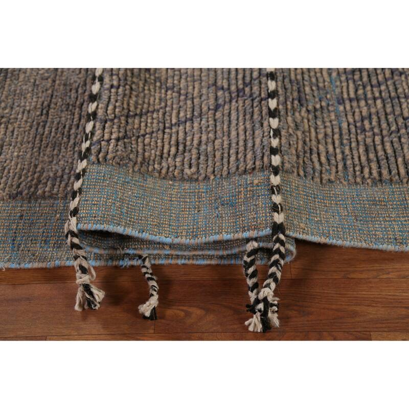 Earth Tone Moroccan Oriental Area Rug Hand-Knotted Brown Wool Carpet - 7'9"x 12'0"