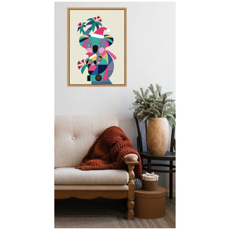 Kate and Laurel Sylvie Framed Canvas Christmas Koala by Rachel Lee