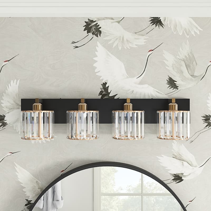 Modern Black and Gold 4-Light Exquisite Textured Vanity Lamp - Black/Gold