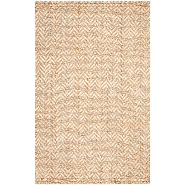 3 x 5 Natural nuLOOM Wavy Chevron Jute Rug white