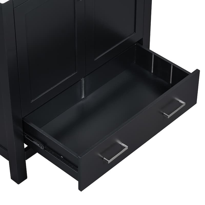 60" Bathroom Vanity Set with Double Freestanding Vanities, Double Ceramic Sinks, Door Organizers and Divided Drawers