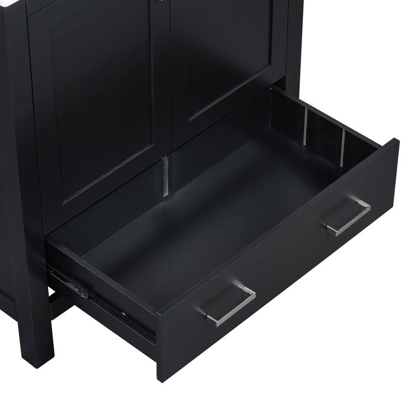 Single Sink Vanity for Bathroom Freestanding Storage Cabine with Double Door Organizers, Divided Drawer and Soft-Close Doors