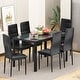 preview thumbnail 12 of 22, Grondin Modern Style 7-Piece Dining Room Table Set with Tempered Glass Tabletop and 6 PU Leather Upholstered Chairs