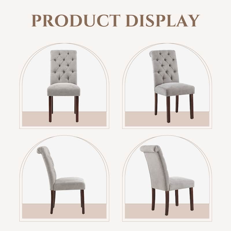 Tufted Parsons Dining Chairs - Velvet-Like Upholstery & Padded Seats for Kitchen & Dining Room
