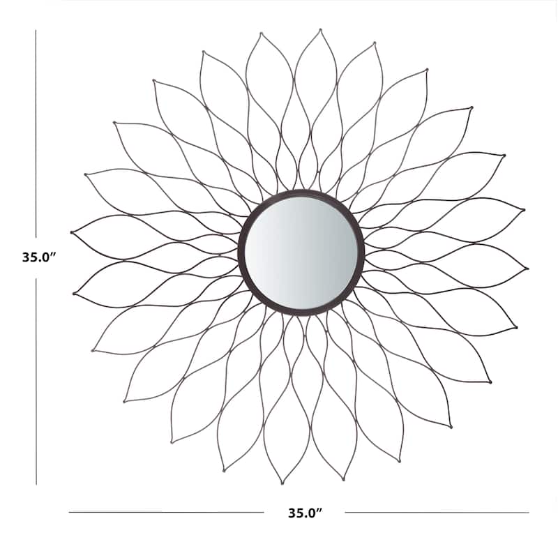 SAFAVIEH Anais 35-inch Champagne Sunburst Round Mirror - 35" W x 1" L x 35" H - 35Wx1Dx35H