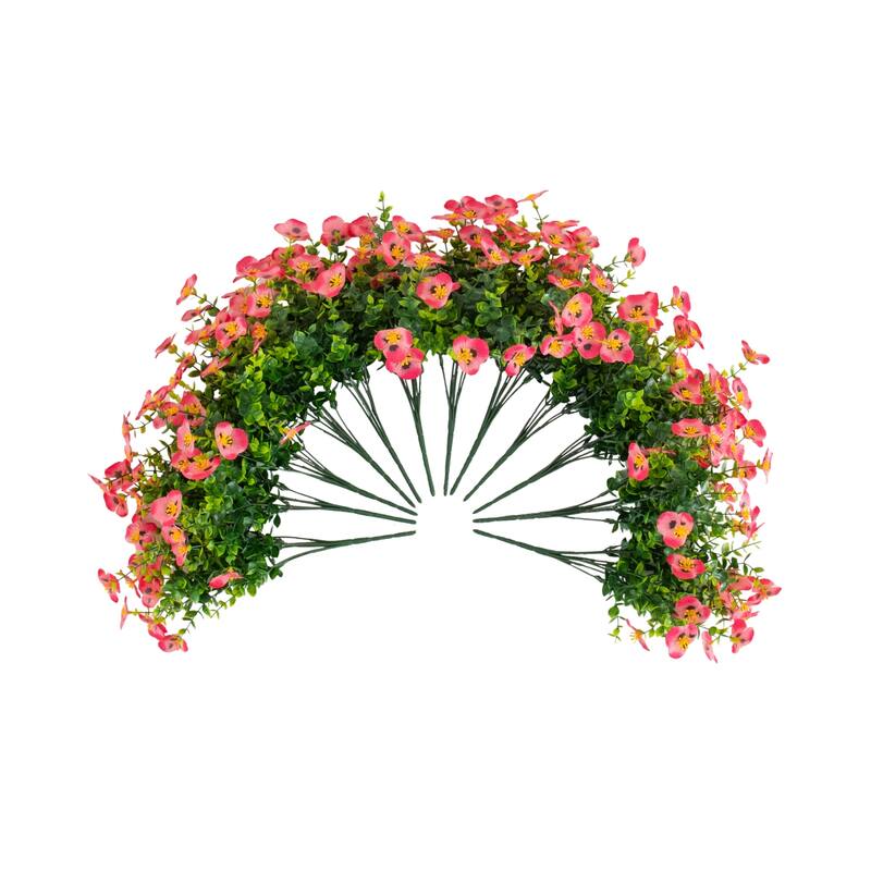 13-in UV Resistant Artificial Pansy Bush (Indoor/Outdoor) - Set of 12
