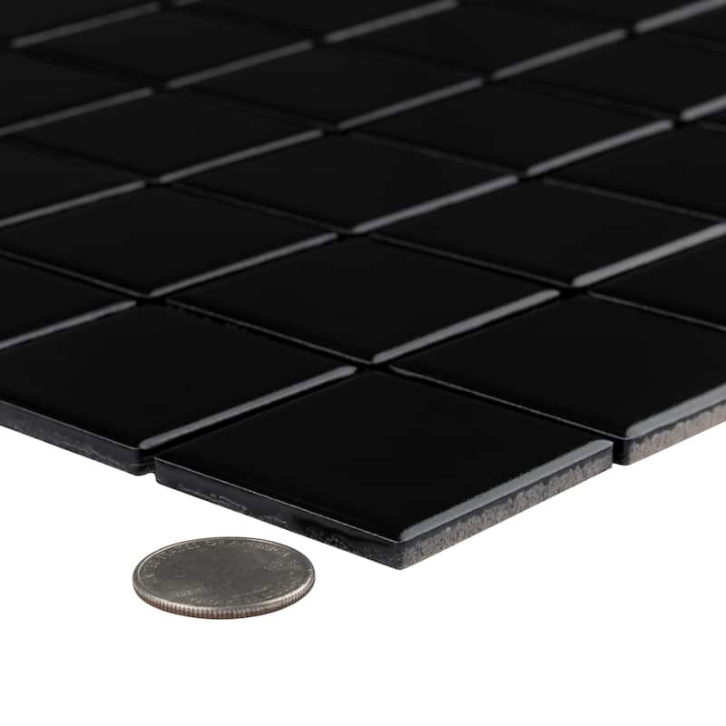 Merola Tile Metro Quad Matte Black 11-3/4" x 11-3/4" Porcelain Floor and Wall Tile - Case (10 Tiles)