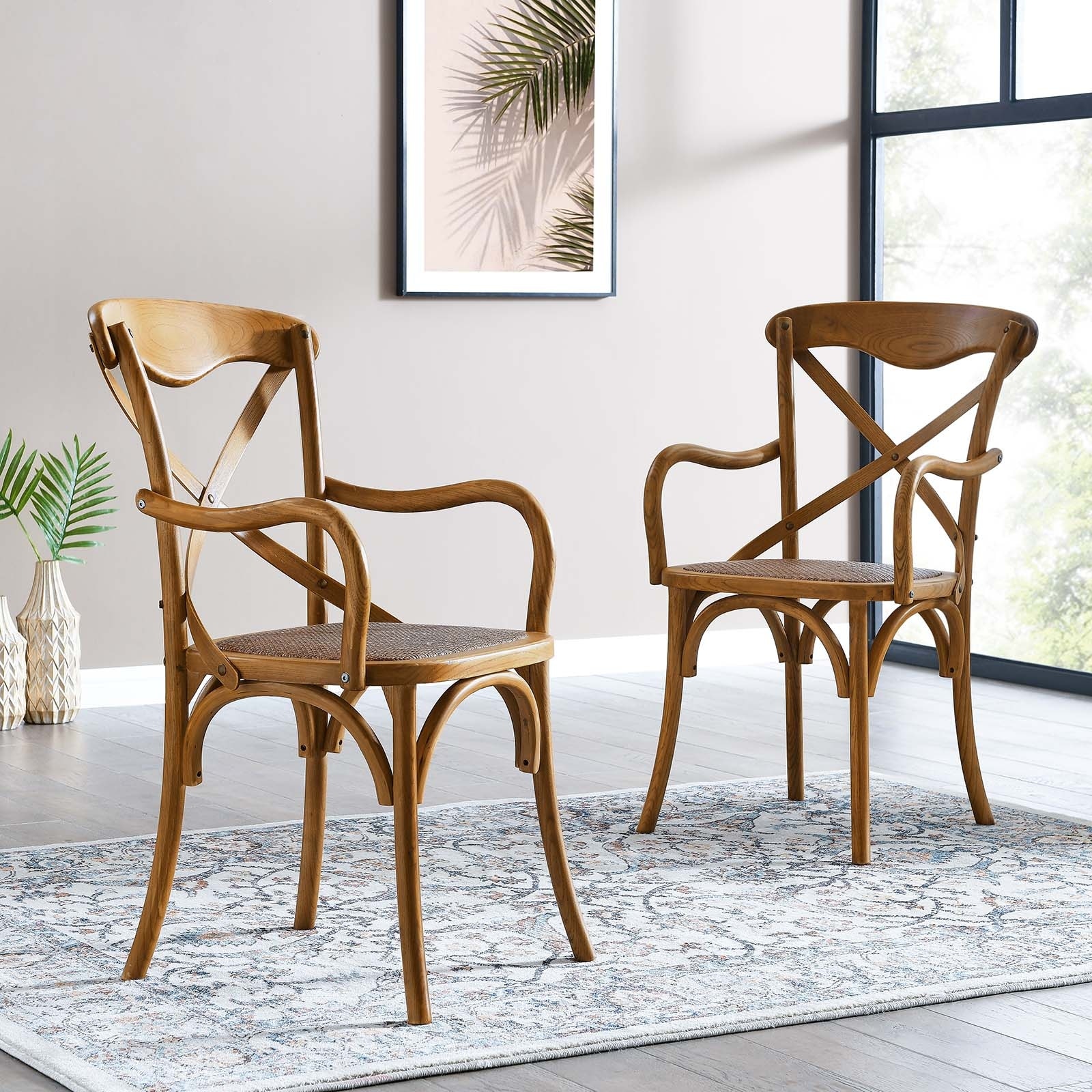 Rattan carver hot sale dining chairs