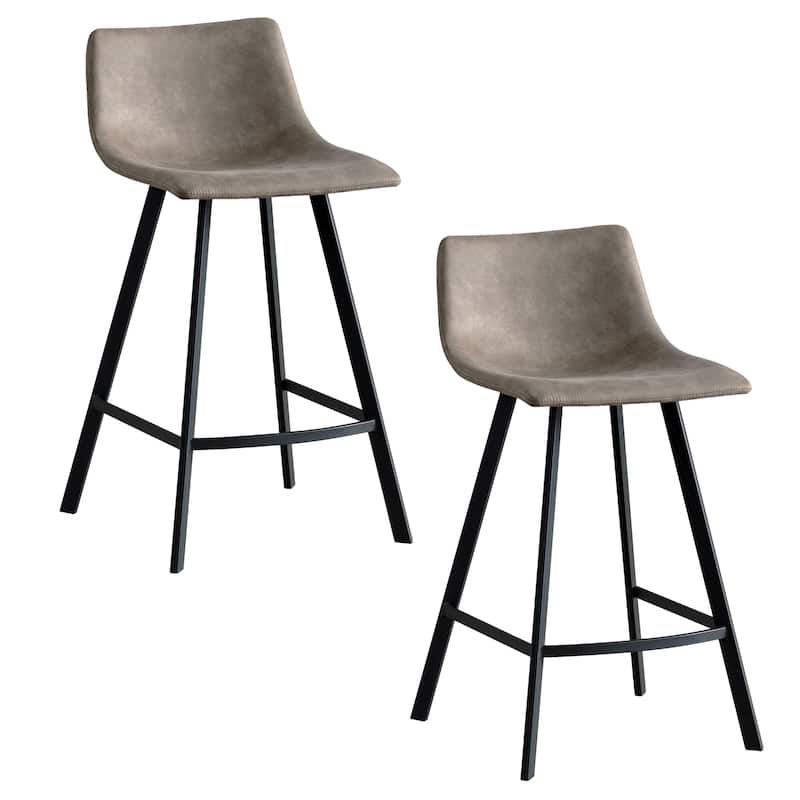 Leick Home Upholstered Steel Base Microfiber Bar Stool Set of 2 - N/A
