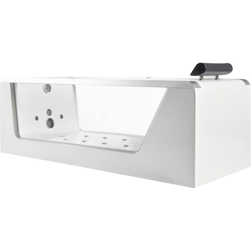 6 ft Clear Rectangular Acrylic Whirlpool Bathtub - White
