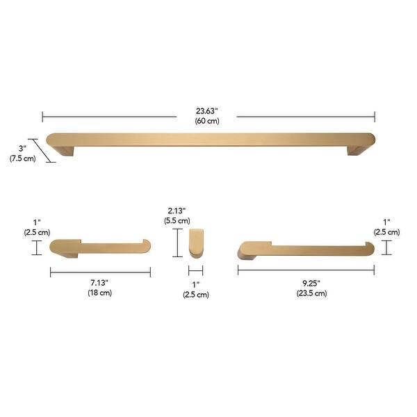 Portofino 4Piece Matte Brass Bathroom Hardware Accessory Kit one