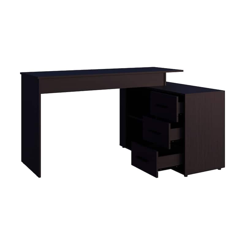 L-Shaped Computer Desk with 3 Drawers and Storage Space