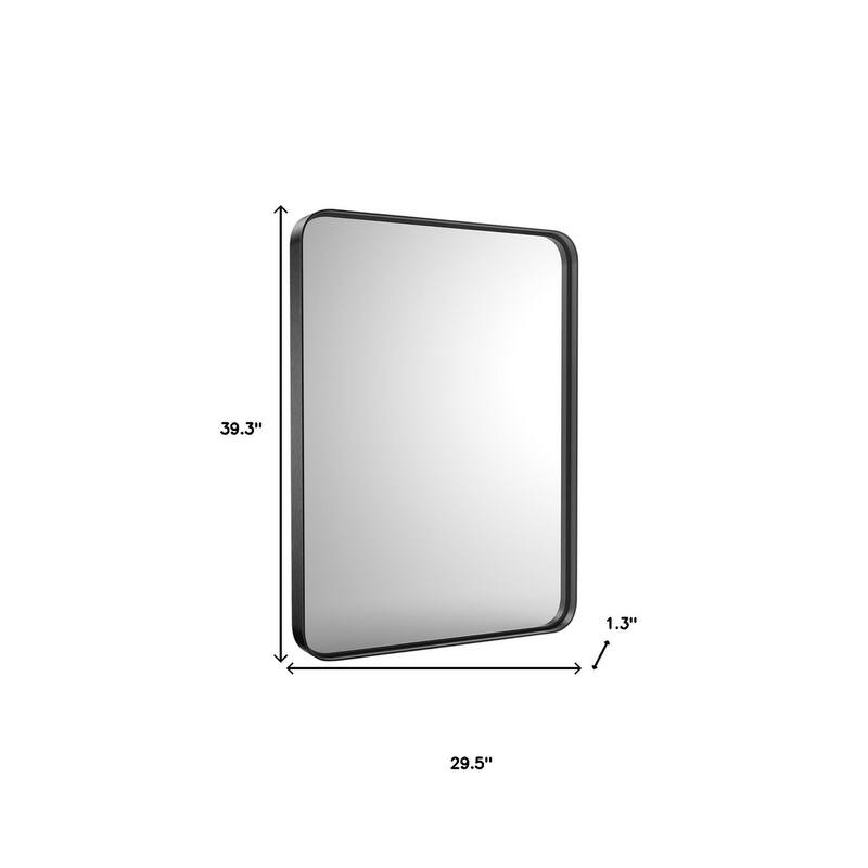 HomeRoots 39" Black Metal Floating Framed Bathroom Vanity Mirror - 29.50 in. x 39.30 in. x 1.30 in.