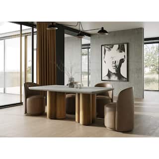 Bateman - Modern Faux Concrete + Walnut Dining Table
