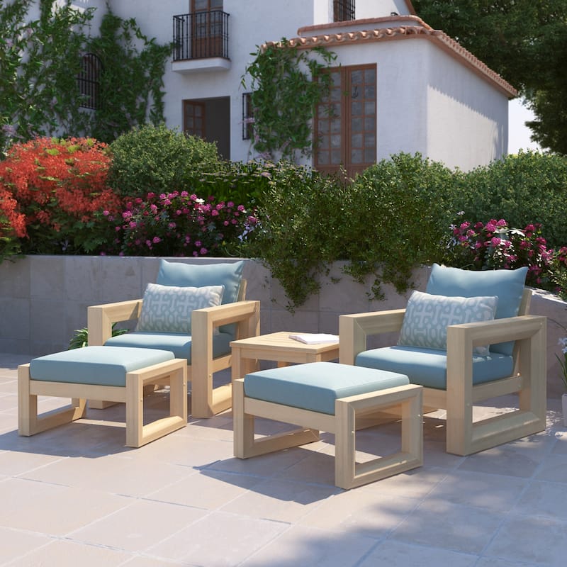 Benson 5 Piece Sunbrella Outdoor Patio Club Chair And Ottoman Set