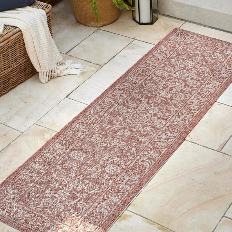 JONATHAN Y Sinjuri Bohemian Textured Weave Floral Indoor/Outdoor Area Rug