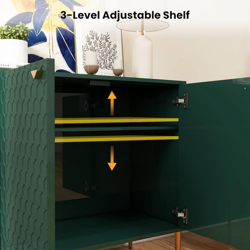 Hexagonal Pattern 2-door Storage Cabinet Buffet Cabinet Sideboard