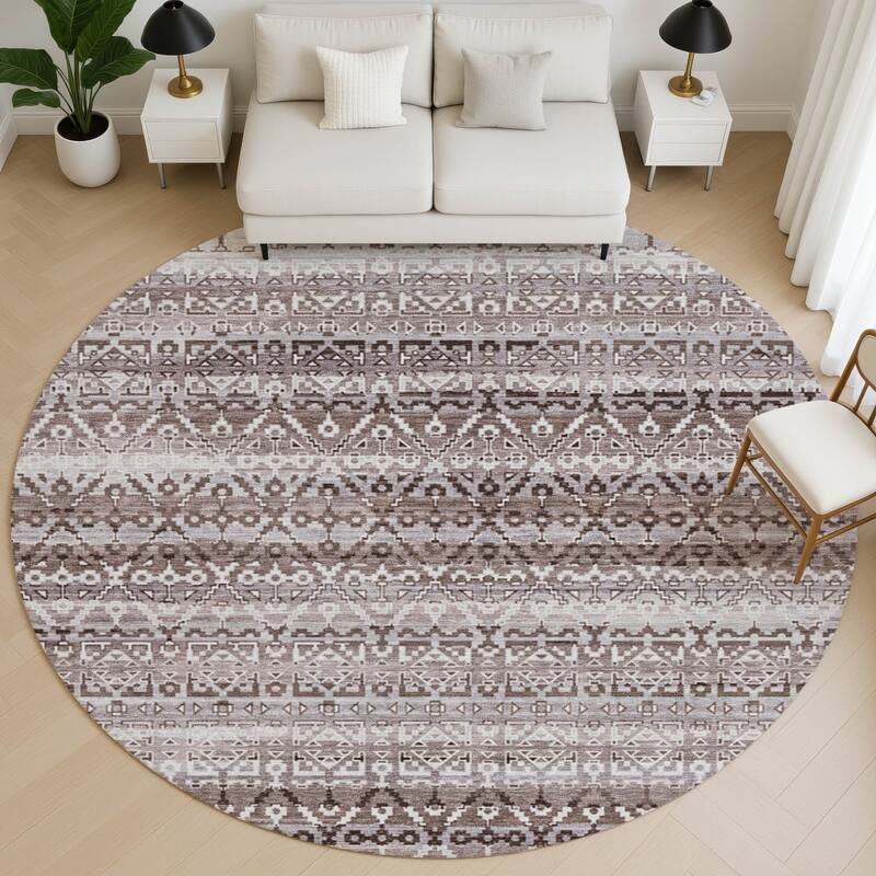 Premium Washable Super Soft Boho Stripes Mayfield Rug - Brown - 8' x 8'