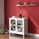 preview thumbnail 1 of 10, Sideboard Cabinet Display Buffet Storage Cabinet with Double Glass Doors White