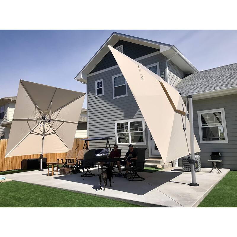 PURPLE LEAF 9 x 12ft Outdoor Rectangle Umbrella Large Cantilever Umbrella