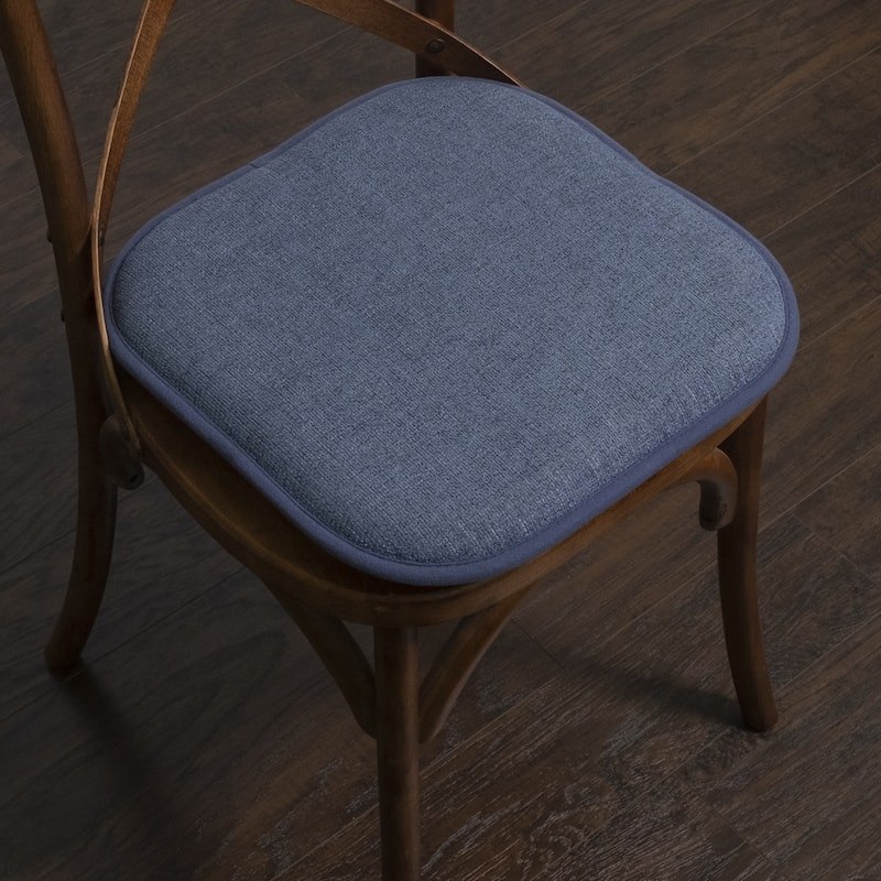 Sweet Home Collection Alexis Memory Foam Non Slip Back Chair Pad Cushion - 16"x16" - Set of 4 - Denim