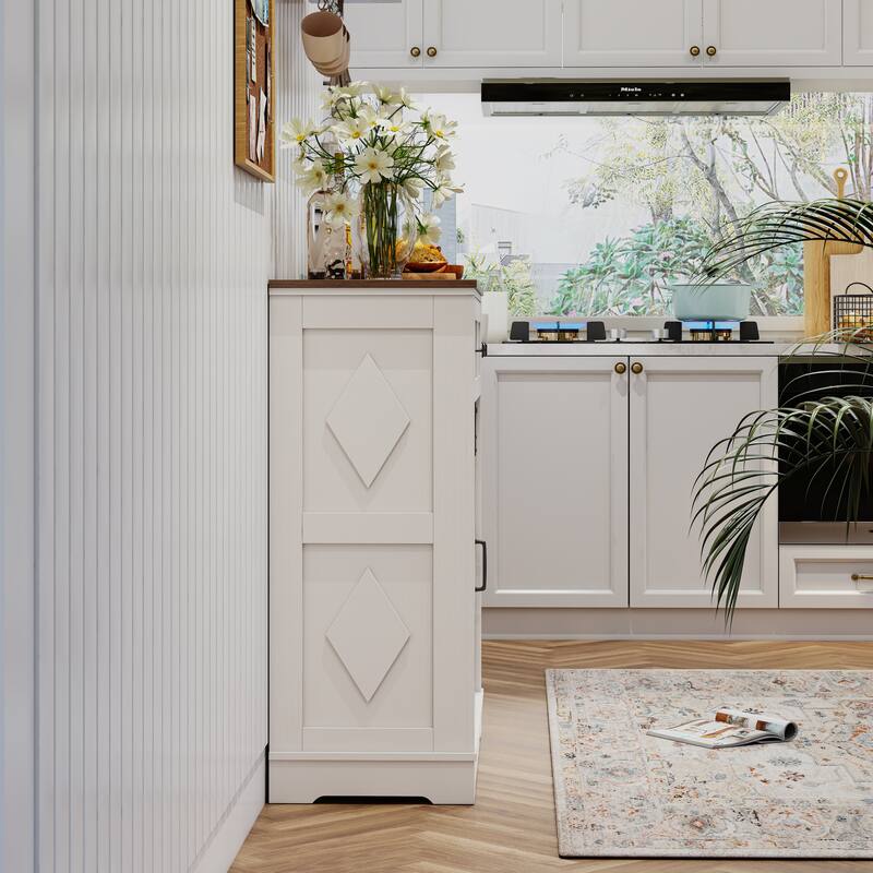 Coffee Bar Cabinet with Sliding Barn Door, Buffet Cabinet with Storage Shelves, Kitchen Sideboard with 2 Drawers
