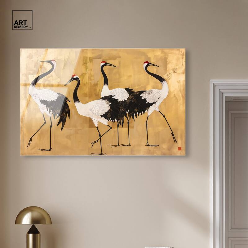 Birds of Gold Acrylic by Art Remedy, Ready to Hang