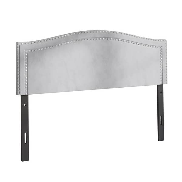 slide 2 of 17, CraftPorch Velvet Nailhead Trim Upholstered Adjustable Headboard Silver Grey - Full