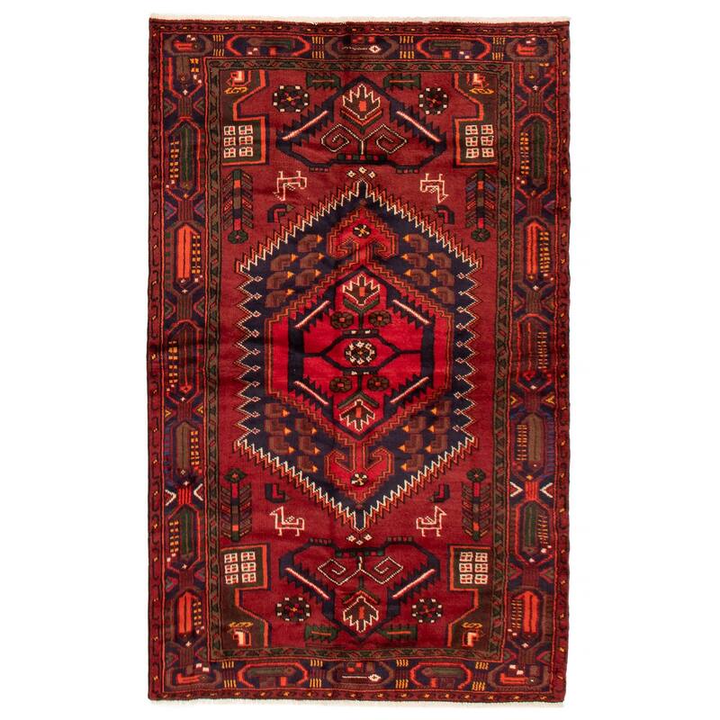 ECARPETGALLERY Hand-knotted Andelz Red Wool Rug - 4'0 x 6'8 - Red - 4'0 x 6'8