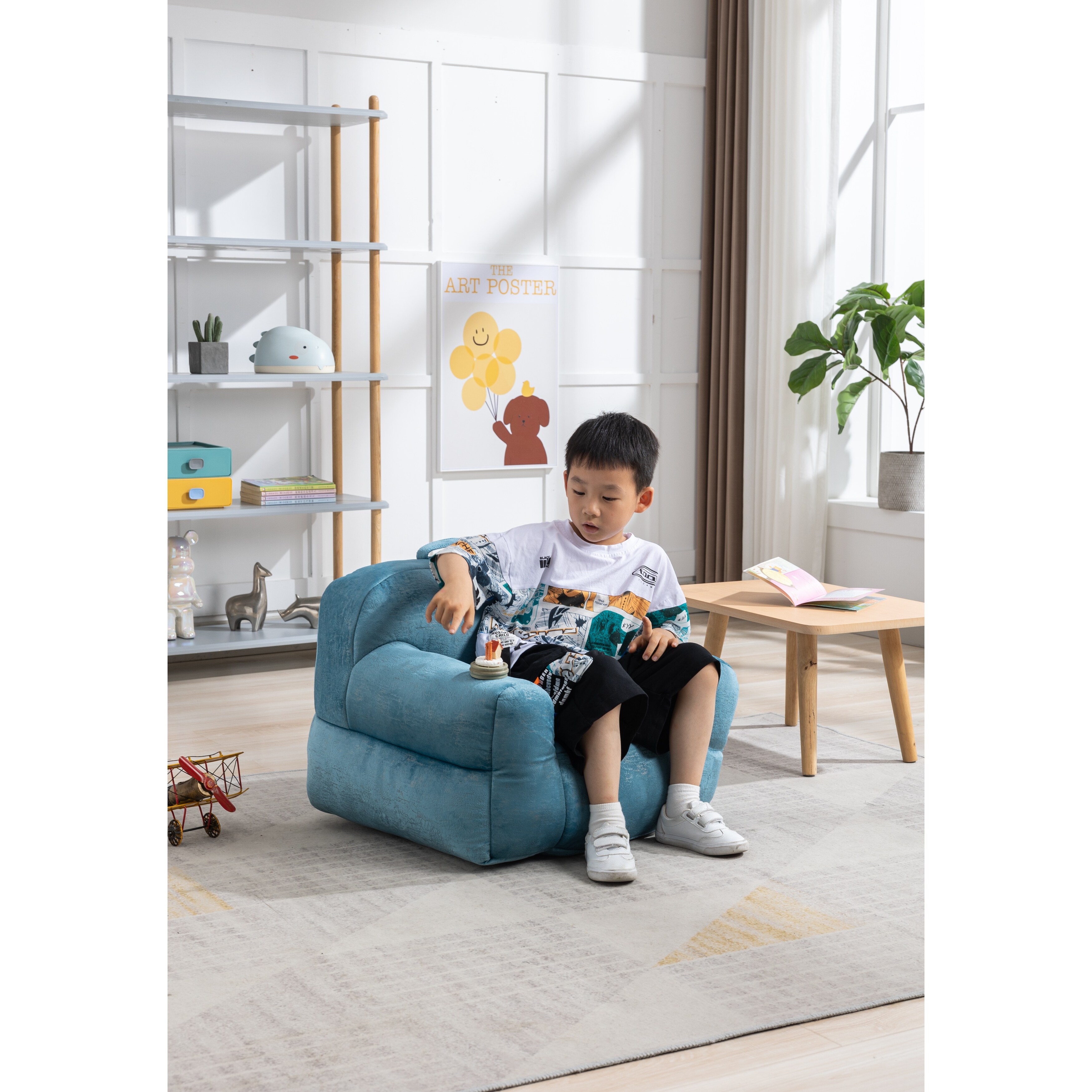 Kid s Bean Bag Chair Velvet Fabric Memory Sponge Stuffed Bean Bag Chair