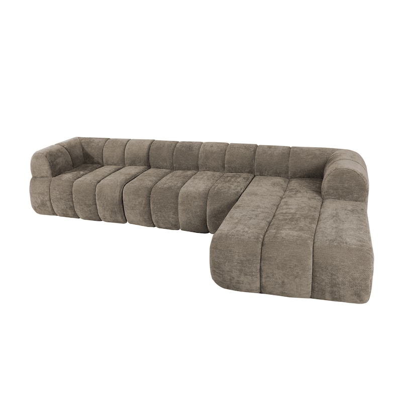122" L-Shaped Sectional Sofa with Chaise Lounge - High-Density Sponge Cushions, 2-Piece Set, Right-Hand Facing, Fully Assembled
