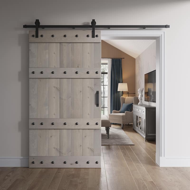 Coast Sequoia 42in x 84in Castle Series Pine Wood Sliding Barn Door With Hardware Kit
