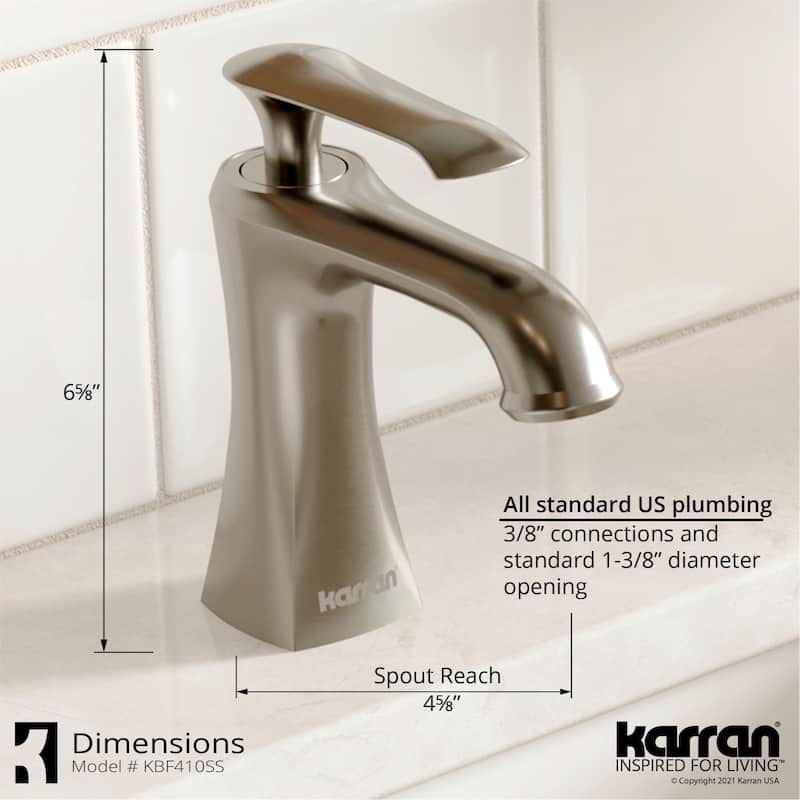 Karran Woodburn Single Hole Single Handle Bathroom Faucet with Matching Pop-Up Drain