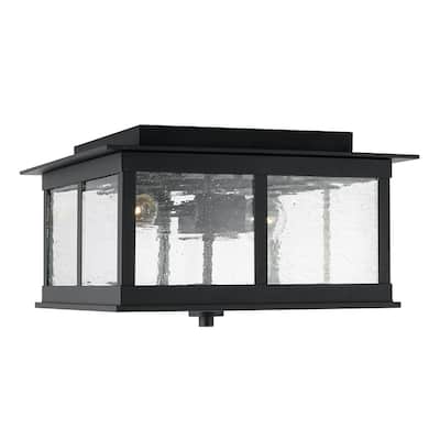 Barrett 13" 3-light Outdoor Flush Mount w/ Antiqued Glass