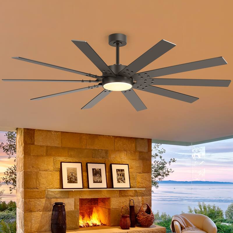 72" Integrated LED Windmill Large Ceiling Fan with Light and Remote(10 Reversible Blades)