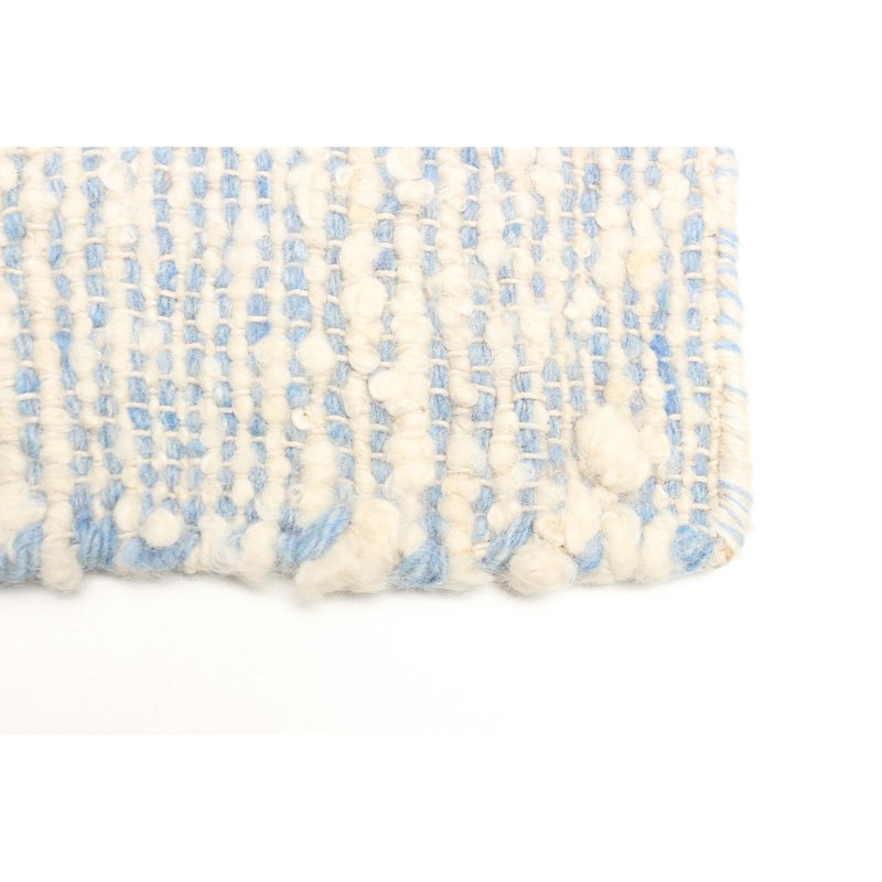 ECARPETGALLERY Braid weave Sienna Light Blue Wool Rug - 5'1 x 8'3