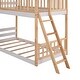 preview thumbnail 4 of 7, Beige Twin Over Twin Wood Bunk Bed with Storage