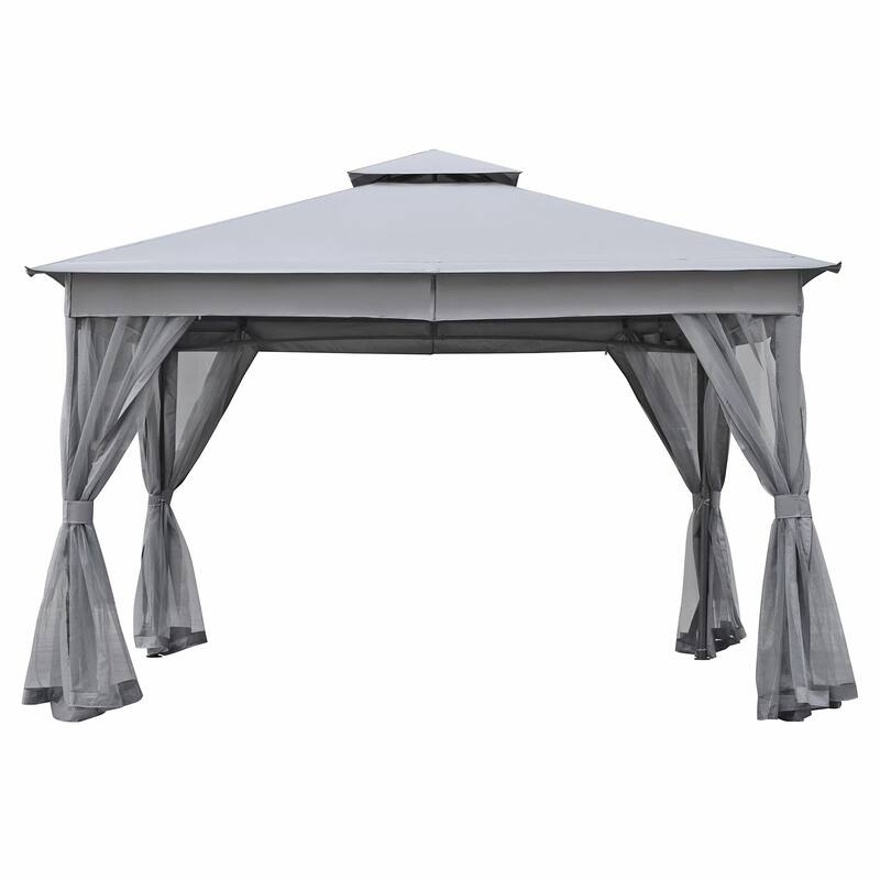 Outdoor Gazebo Tent with Double Roof, Mosquito Netting & Patio Canopy