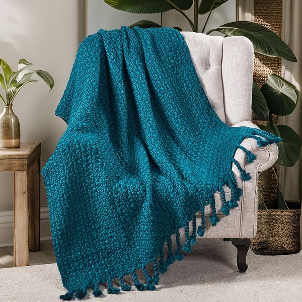 Home Soft Things Basket Weave Throw Super Soft Warm Blanket - 50" x 60" - Teal