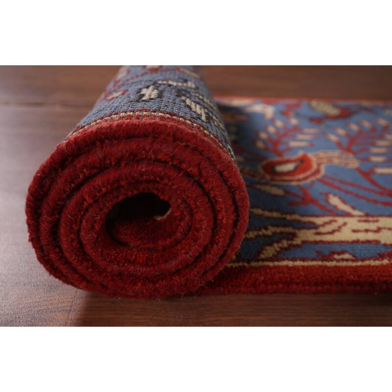 Animals Design Blue Ziegler Oriental Runner Rug Handmade Wool Carpet - 2'7"x 9'11"