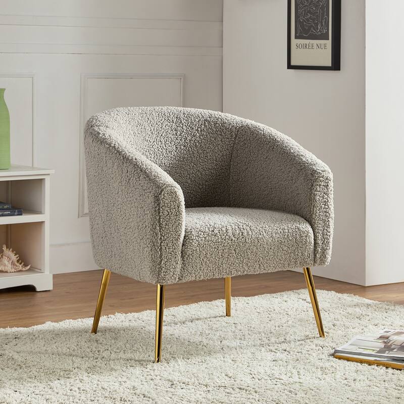Rovigo Modern Upholstered Living Room Accent Barrel Chair with Metal Legs by HULALA HOME