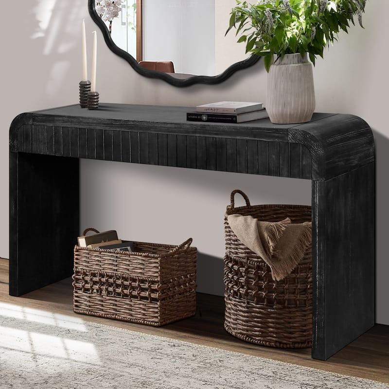 Crafted Entryway Table Console Table With Two Drawers - Antique Black