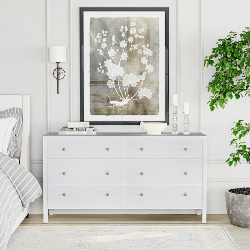 Nora 6-Drawer Wood Wide Dresser