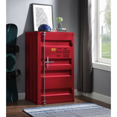 Q-Max Red Finish Recessed Panels Rectangular Chest