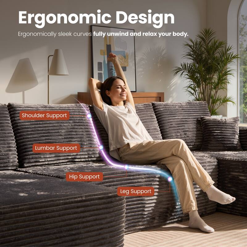 VIOS No-Assembly Plush Fabric Sofa Set​